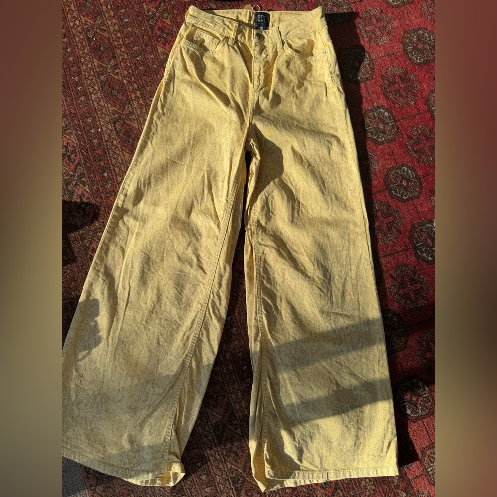 BDG wide leg yellow high rise snakeskin cotton pants